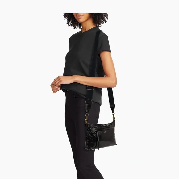 Isabel Marant Croco Shiny Black Crossbody Bag - Picture 2 of 10